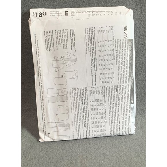 McCalls M6519 Misses Dress Jacket Sewing Pattern 14-16-18-20-22 uncut - Picture 2 of 2